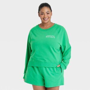 Large - Womens French Terry Crewneck Sweatshirt - All in Motion - Green